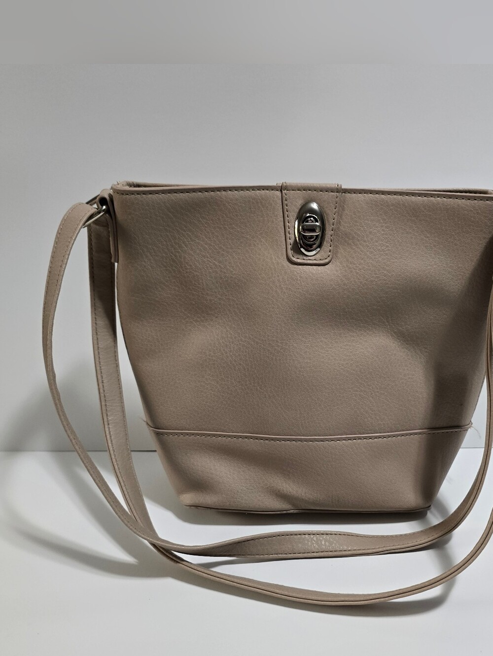 Taupe Leather Crossbody Shoulder Bag